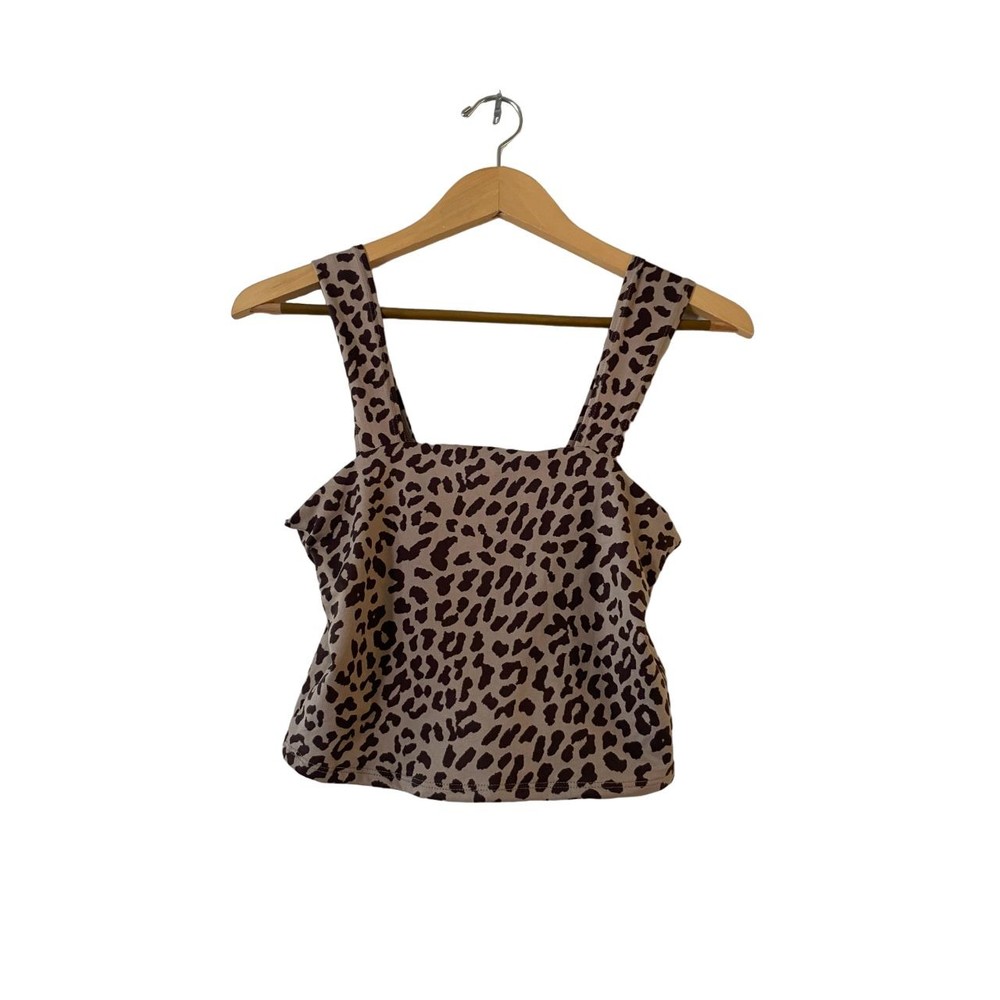 Livi by Olivia Rae Leopard Print Crop Tank Top Size L Brown Tan‎ Sleeveless NWOT